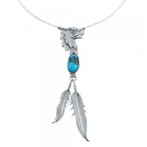 Turquoise Eagle And Feather Sterling Silver Native American Necklace Set JX128958