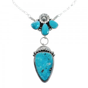 Turquoise Navajo Sterling Silver Necklace JX128937