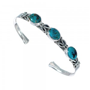 Native American Sterling Silver Turquoise Jewelry Cuff Bracelet JX128949