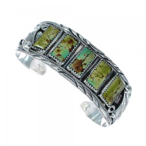 Navajo Turquoise Multistone Leaf Sterling Silver Cuff Bracelet JX128678