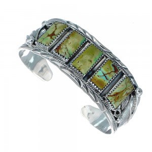 Navajo Turquoise Multistone Leaf Sterling Silver Cuff Bracelet JX128679