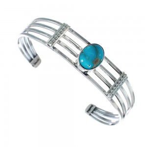 Native American Sterling Silver Navajo Turquoise Cuff Bracelet JX128644