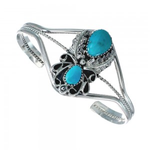 Native American Sterling Silver Navajo Turquoise Cuff Bracelet JX128604
