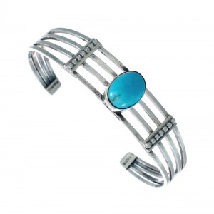 Native American Sterling Silver Navajo Turquoise Cuff Bracelet JX128648