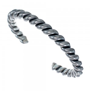 Navajo Genuine Twisted Sterling Silver Cuff Bracelet JX128721