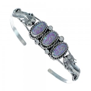 Pink Opal Sterling Silver Native American Cuff Bracelet JX128785