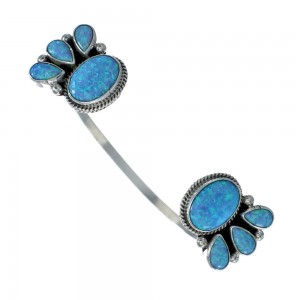 Blue Opal Sterling Silver Native American Cuff Bracelet JX128795