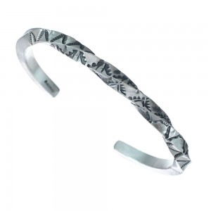 Navajo Genuine Sterling Silver Cuff Bracelet JX128780