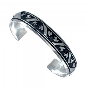  Navajo Authentic Sterling Silver Cuff Bracelet JX128741