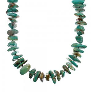 Native American Genuine Sterling Silver Turquoise Bead Necklace AX129229