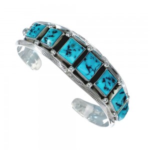 Native American Navajo Turquoise Sterling Silver Cuff Bracelet JX128824
