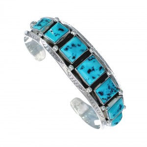 Native American Navajo Turquoise Sterling Silver Cuff Bracelet JX128826