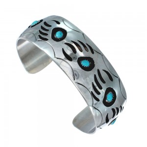 Native American Sterling Silver Turquoise Bear Paw Cuff Bracelet JX128859