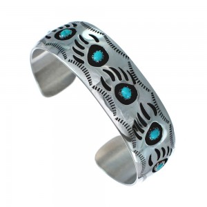 Native American Sterling Silver Turquoise Bear Paw Cuff Bracelet JX128850