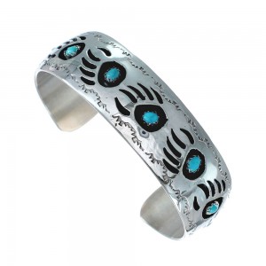 Native American Sterling Silver Turquoise Bear Paw Cuff Bracelet JX128853