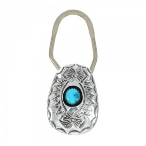 Native American Authentic Sterling Silver Turquoise Key Chain JX129069