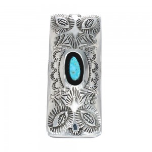 Native American Turquoise Authentic Sterling Silver Money Clip JX129055