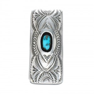Native American Turquoise Authentic Sterling Silver Money Clip JX129056