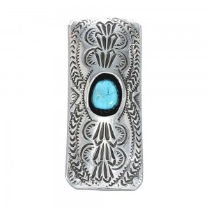 Native American Turquoise Authentic Sterling Silver Money Clip JX129059