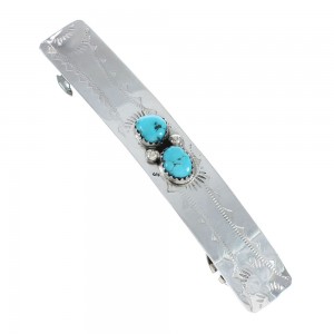 Native American Navajo Turquoise Sterling Silver Hair Barrette JX129043