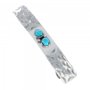 Native American Navajo Turquoise Sterling Silver Hair Barrette JX129044