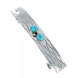 Native American Navajo Turquoise Sterling Silver Hair Barrette JX129046