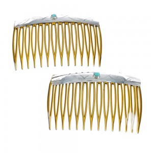 Native American Sterling Silver Turquoise Hair Combs JX128984