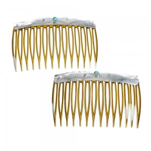 Native American Sterling Silver Turquoise Hair Combs JX128985