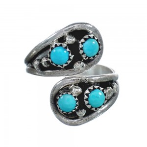 Navajo Indian Sterling Silver And Turquoise Adjustable Ring Size 8, 9, 10 JX128991