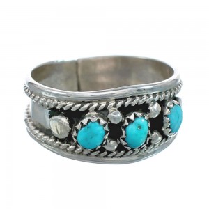 Sterling Silver Turquoise Navajo Ring Size 10-1/2 JX129037