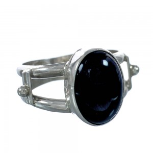 Onyx Sterling Silver Native American Ring Size 8-1/4 JX129026