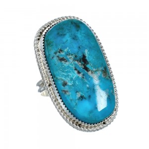 Genuine Sterling Silver Navajo Adjustable Turquoise Ring Size 9, 10, 11 JX128981