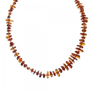 Amber Sterling Silver Native American Bead Necklace JX129242