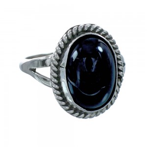 Sterling Silver Onyx Native American Ring Size 8-1/4 JX129251
