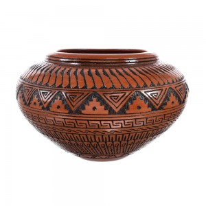 Navajo Hand Crafted Pottery By Artist Watchman AX129344