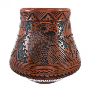 Eagle Navajo Hand Crafted Pottery By Artist Watchman AX129340