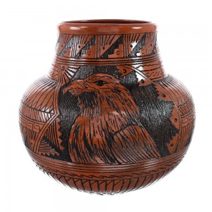 Eagle Navajo Hand Crafted Pottery By Artist Watchman AX129341