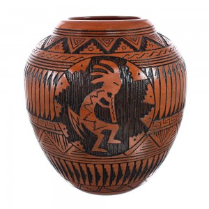 Kokopelli Navajo Hand Crafted Pottery By Artist Watchman AX129345