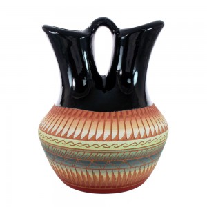 Hand Crafted Navajo Wedding Vase By Artist Derrick Watchman AX129346