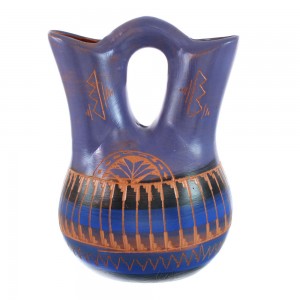 Hand Crafted Navajo Wedding Vase By Artist Derrick Watchman AX129347