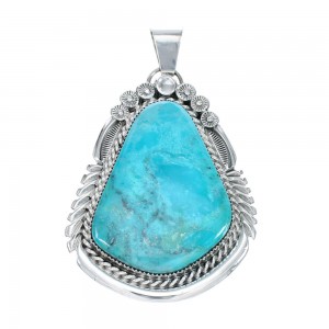 Turquoise Authentic Sterling Silver Navajo Pendant AX129368