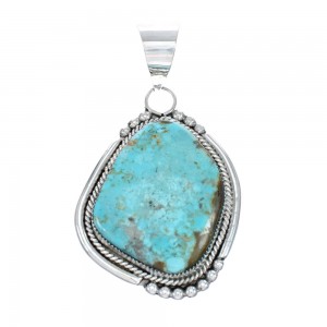 Native American Zuni Genuine Sterling Silver Turquoise Pendant AX129369