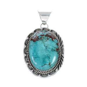 Native American Authentic Turquoise Sterling Silver Pendant AX129379