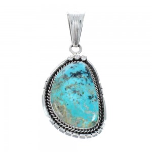 Turquoise Authentic Sterling Silver Navajo Pendant AX129389