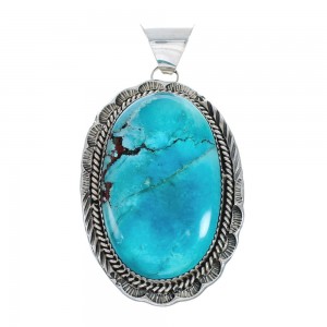 Native American Authentic Turquoise Sterling Silver Pendant AX129394