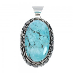 Native American Authentic Turquoise Sterling Silver Pendant AX129395
