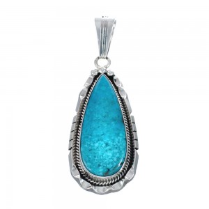 Turquoise Authentic Sterling Silver Navajo Pendant AX129406