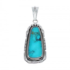 Turquoise Authentic Sterling Silver Navajo Pendant AX129407