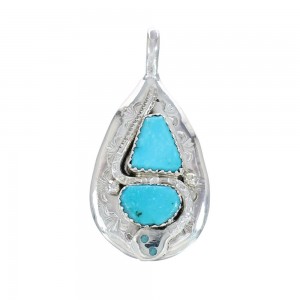 Native American Zuni Turquoise Sterling Silver Snake Pendant AX129427