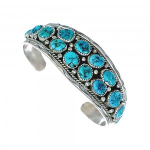 Native American Navajo Turquoise Sterling Silver Cuff Bracelet AX129445